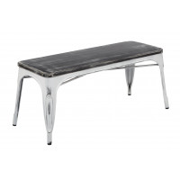 OSP Home Furnishings BRW451AW-C306 Bristow Antique White Frame Bench with Vintage Wood Seat in Ash Crazy Horse Finish